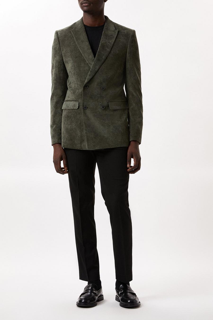 Slim Fit Green Cord Two-Piece Suit