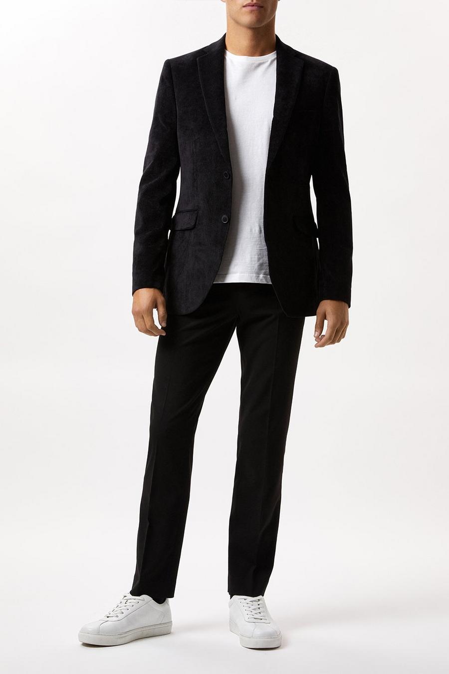Slim Fit Black Cord Two - Piece Suit