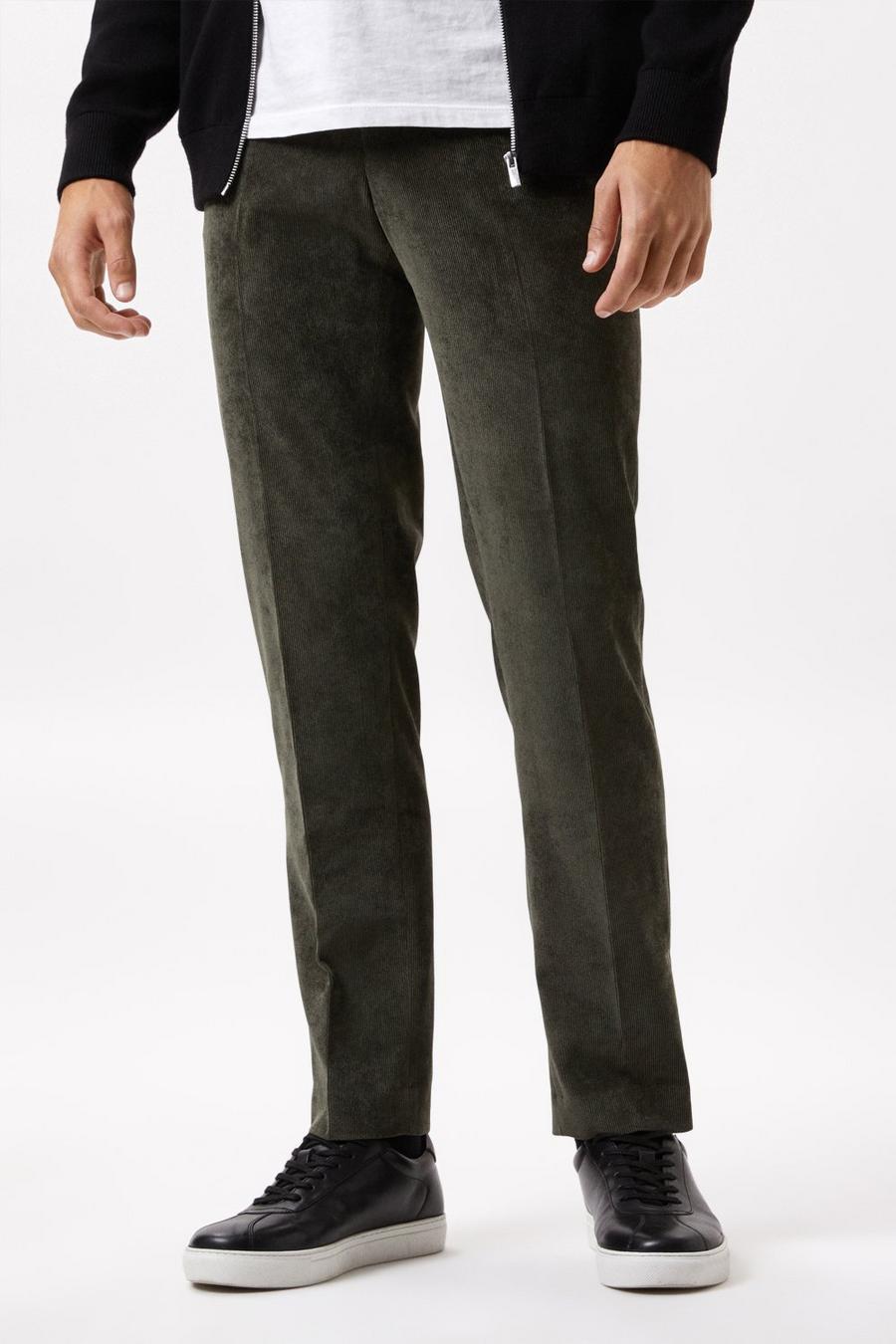 Slim Fit Green Cord Trousers