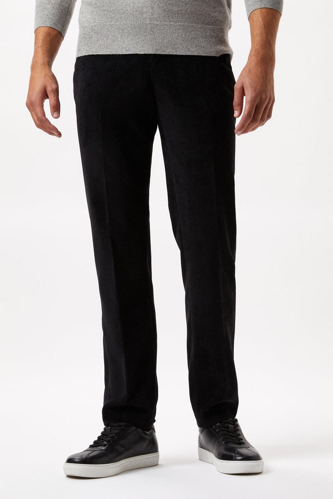 Slim Fit Black Cord Trousers image number 1