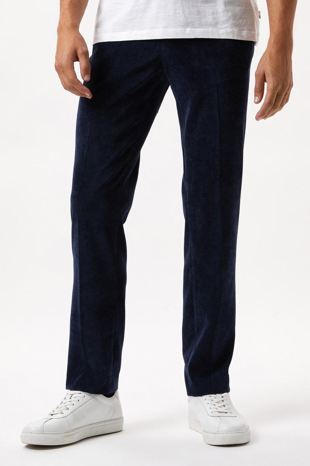 Slim Fit Navy Cord Trousers image number 1