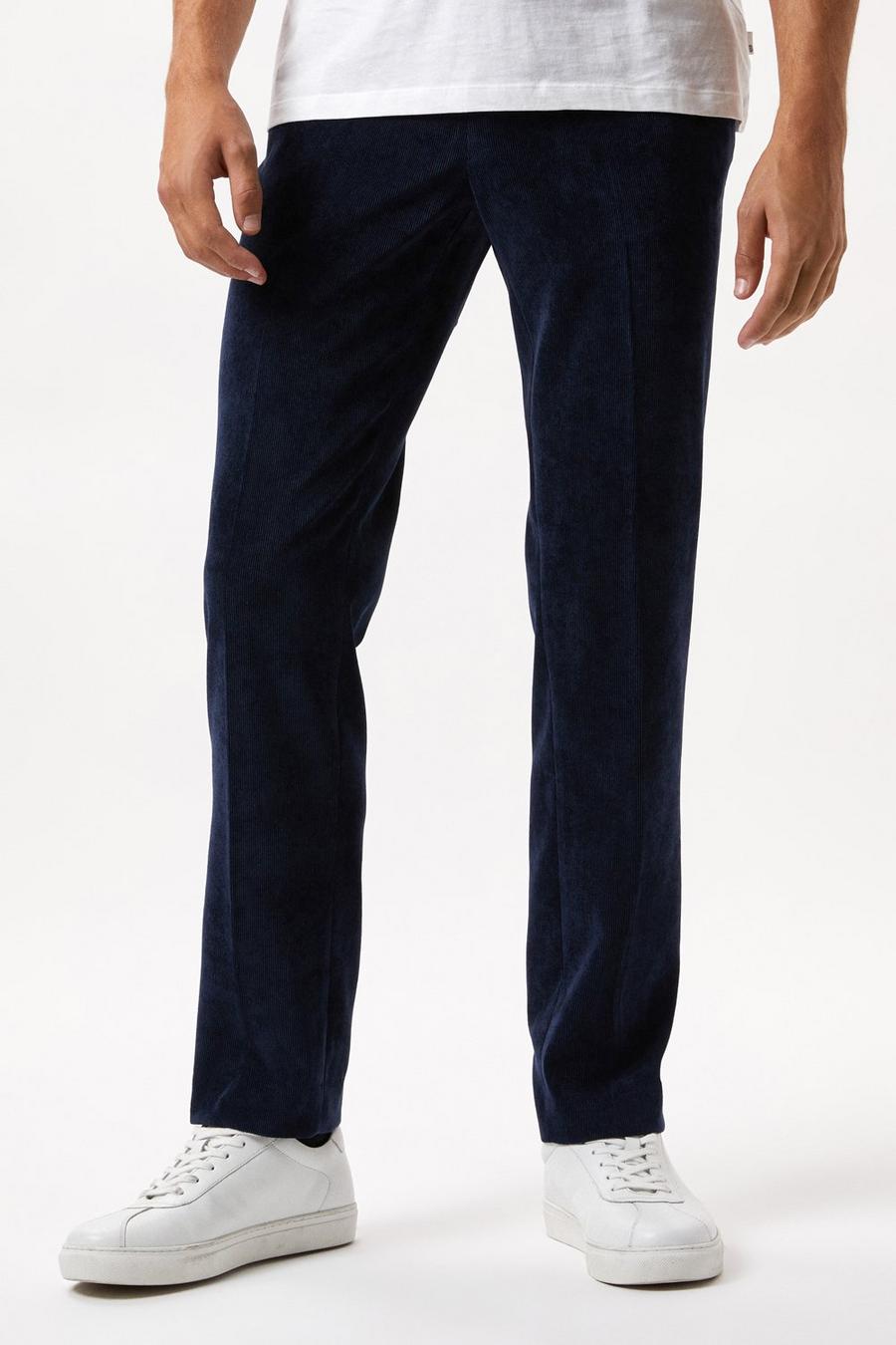 Slim Fit Navy Cord Trousers