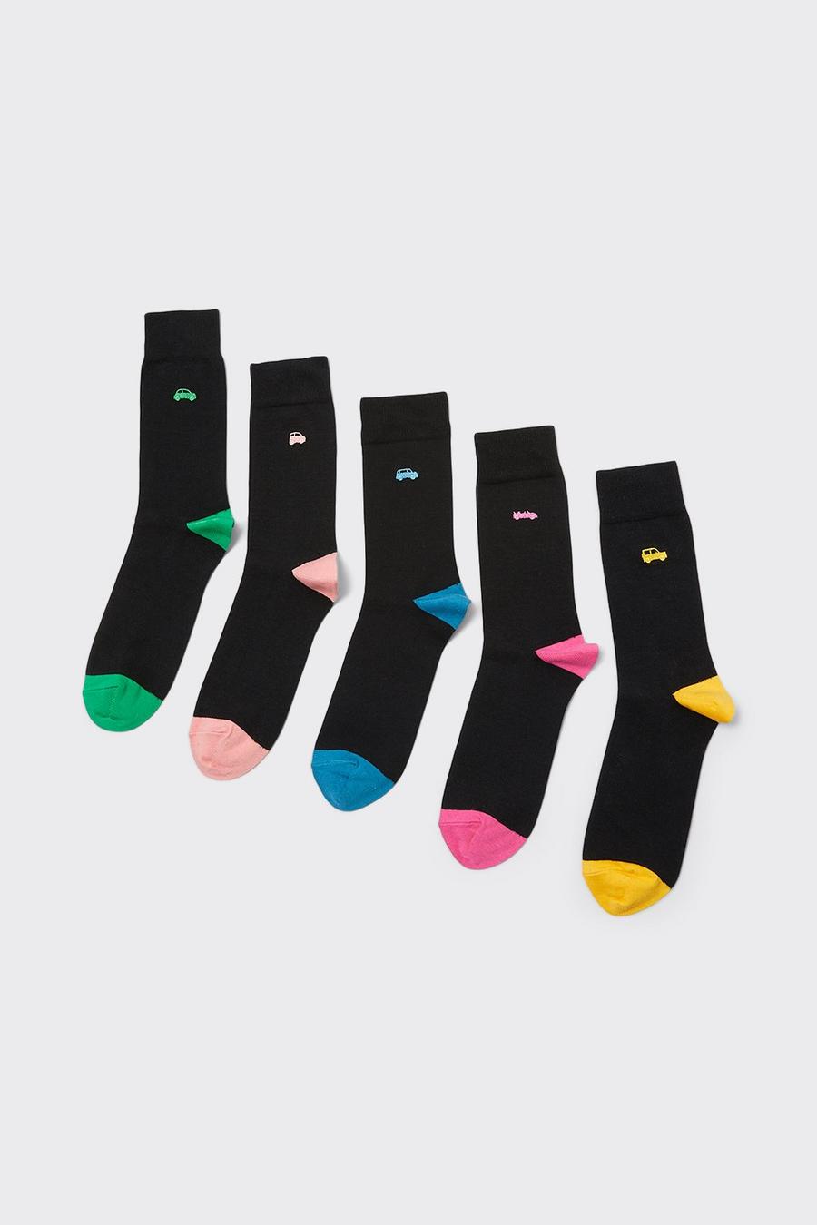 5 Pack Car Embroidery Socks