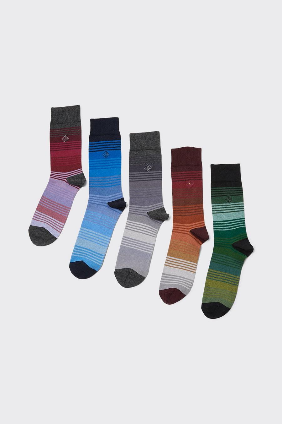 5 Pack 194 ombre Stripe Socks