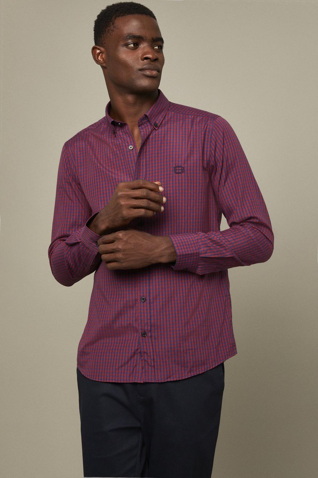 Berry Long Sleeve Gingham Oxford Shirt image number 1