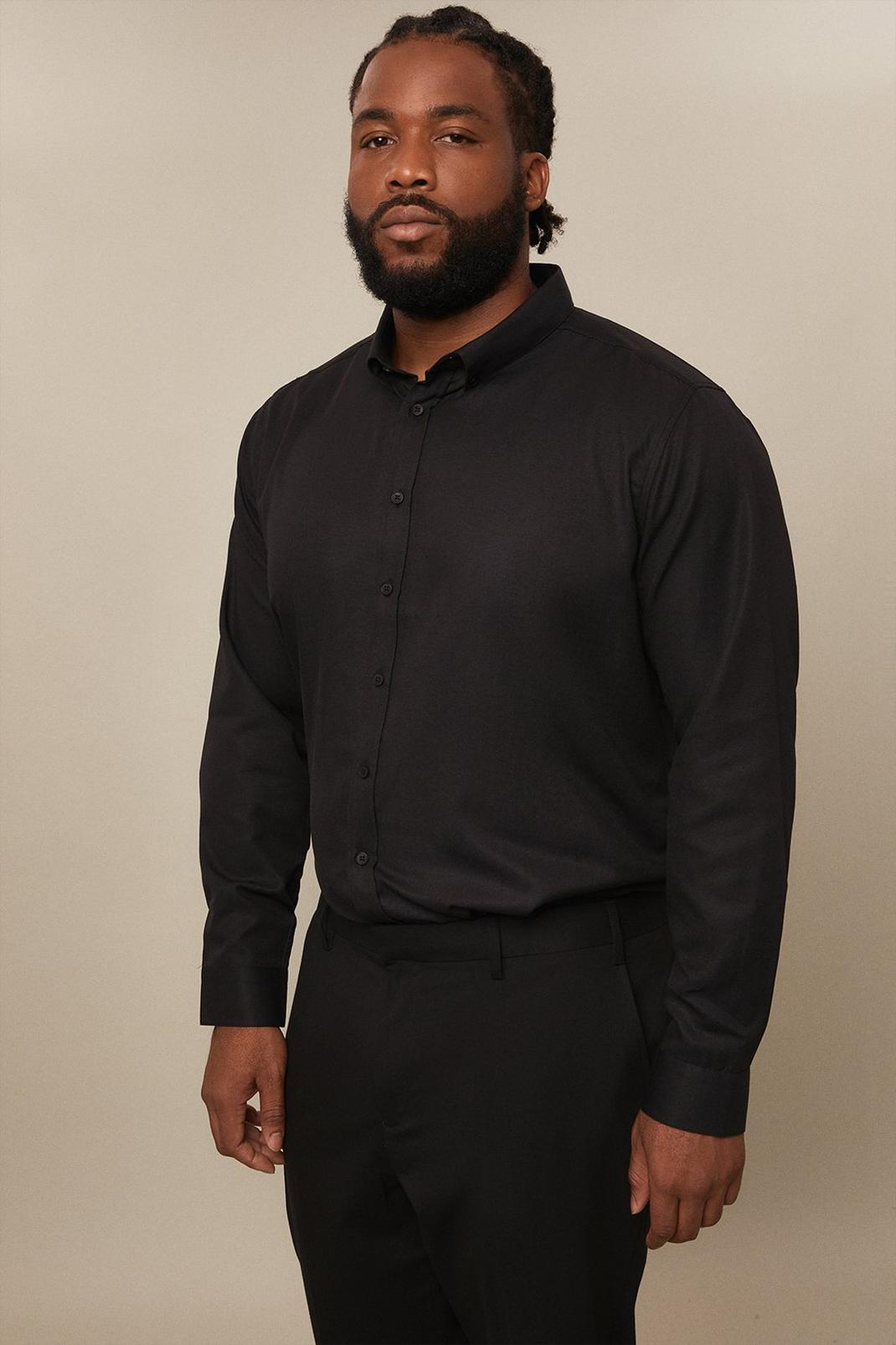 Black Plus & Tall Long Sleeve Oxford Shirt image number 1