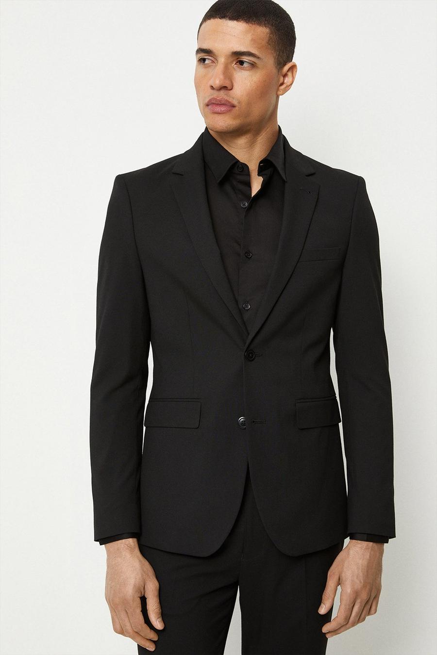 Plus And Tall Skinny Black Essential Two - Piece Suit