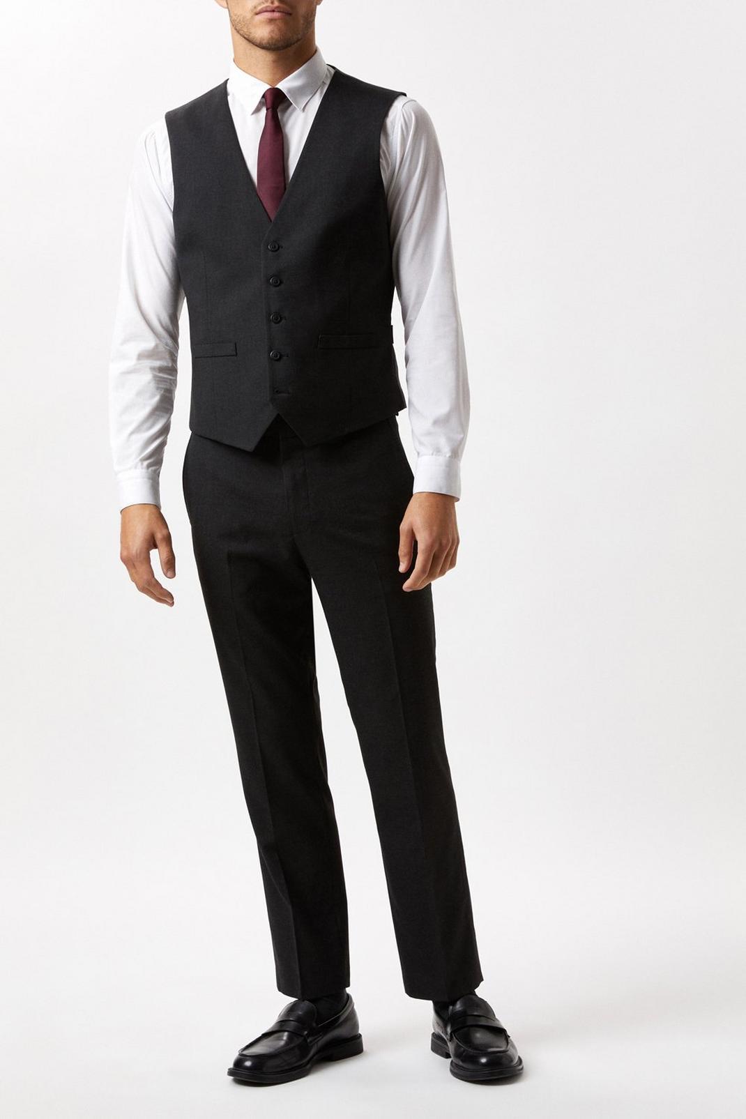 Plus And Tall Tailored Charcoal Essential Waistcoat image number 1