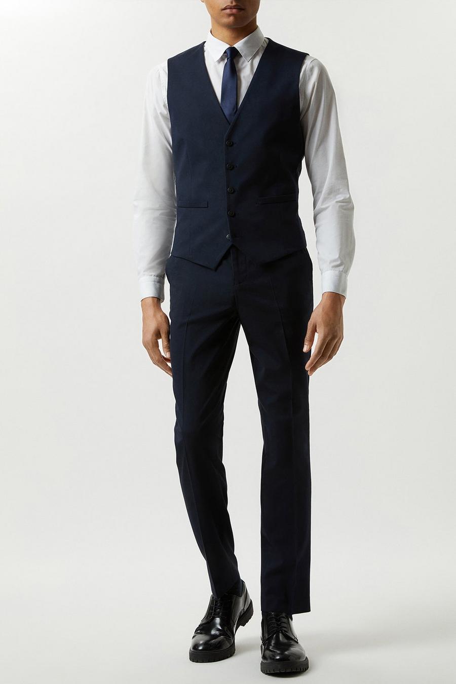 Plus And Tall Slim Navy Essential Waistcoat
