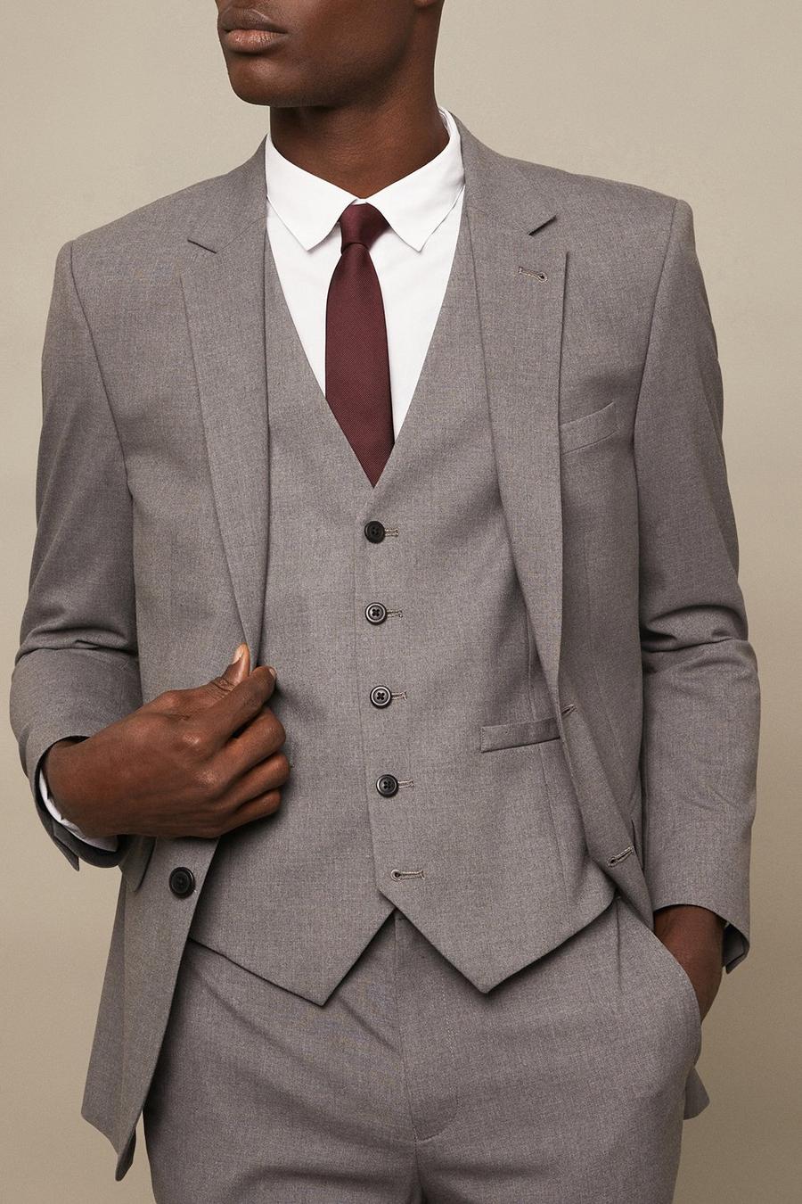 Plus And Tall Tailored Grey Essential Three-Piece Suit