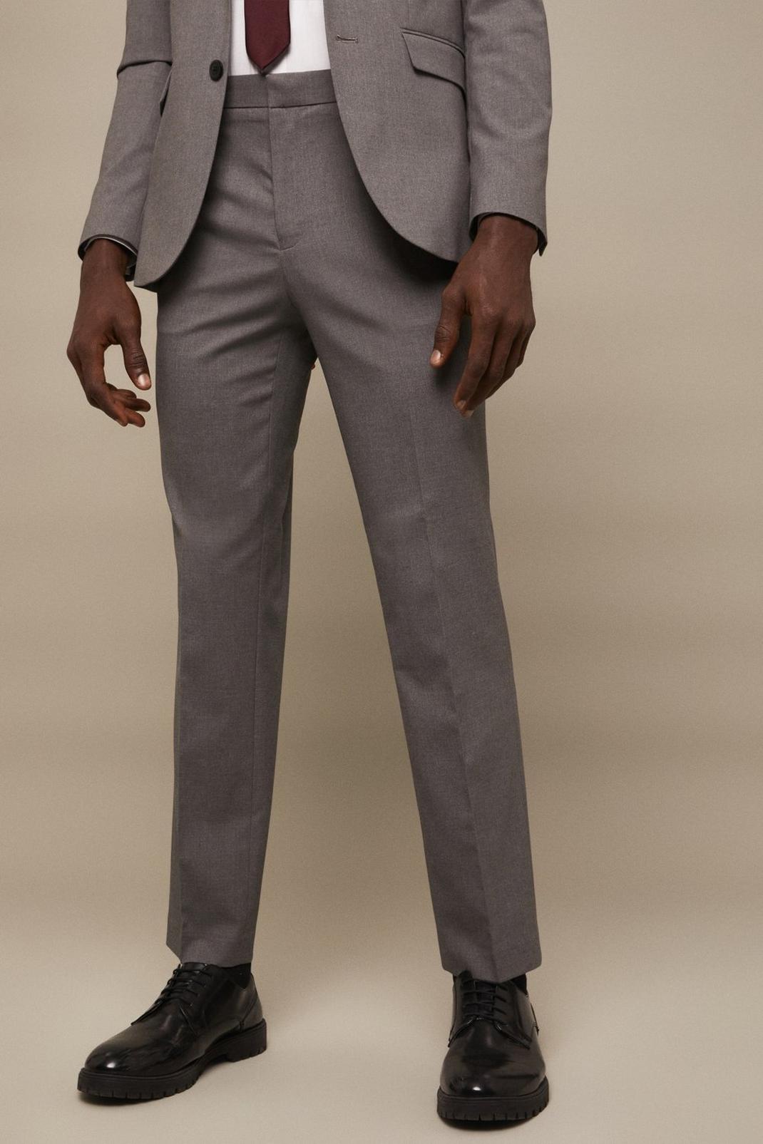 Light grey Plus And Tall Tailored Grey Essential Trousers image number 1