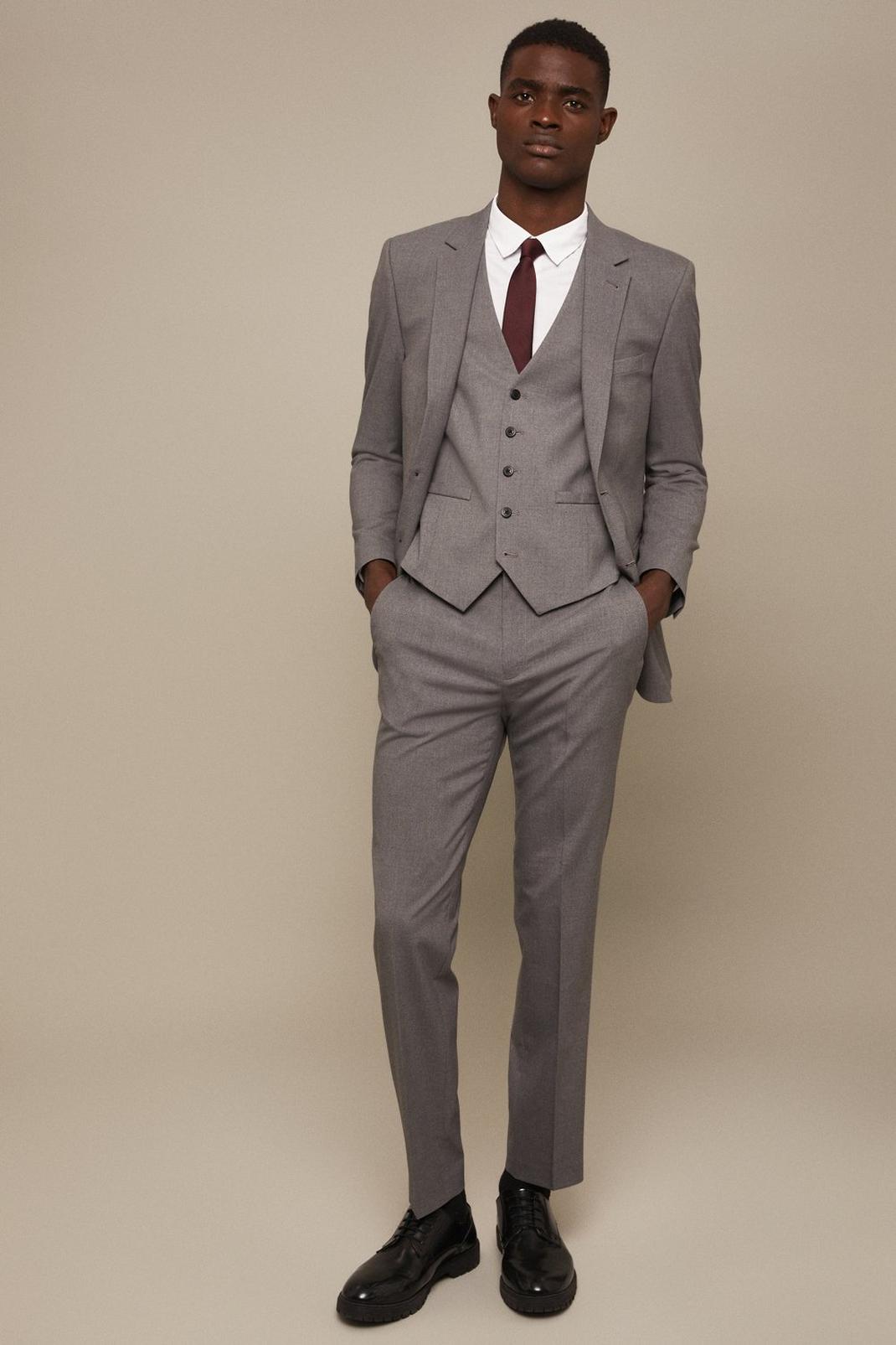 Light grey Plus And Tall Tailored Grey Essential Waistcoat image number 1