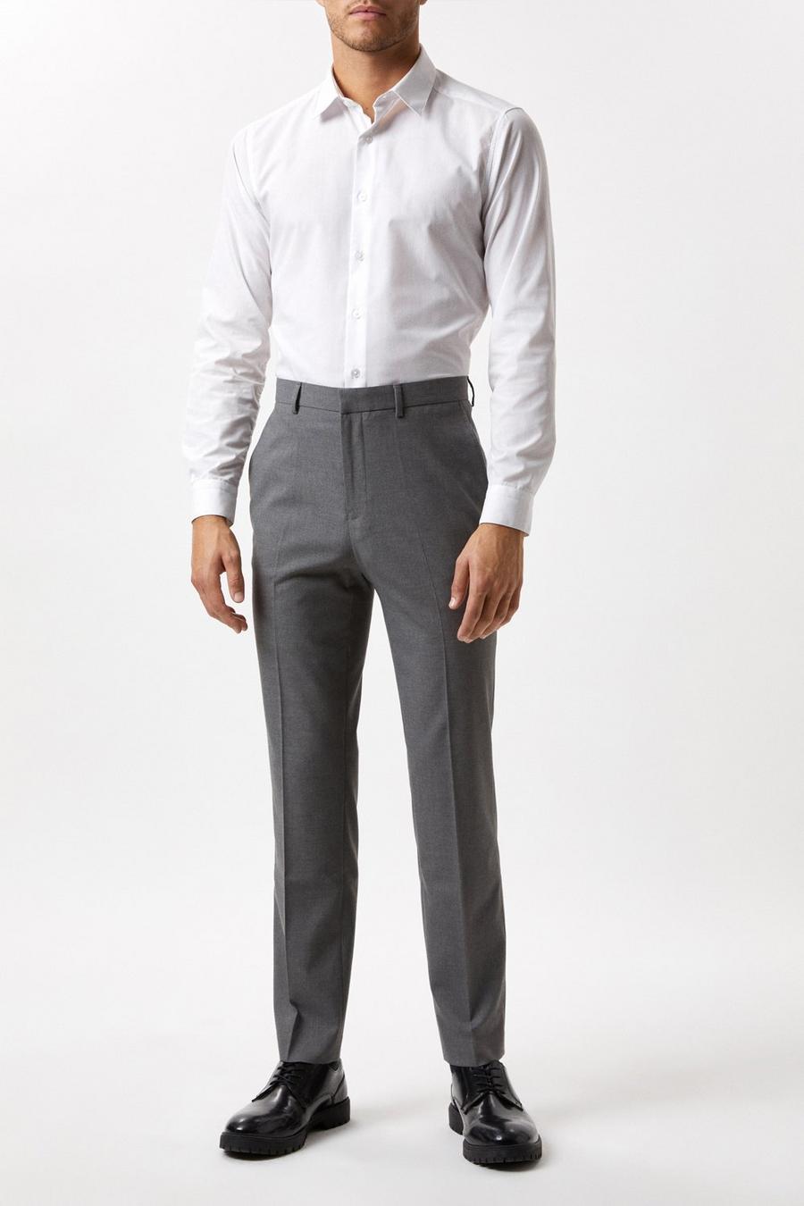 Plus And Tall Slim Grey Essential Trousers