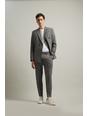 Slim Fit Grey Basketweave Double Breasted Suit Jacket