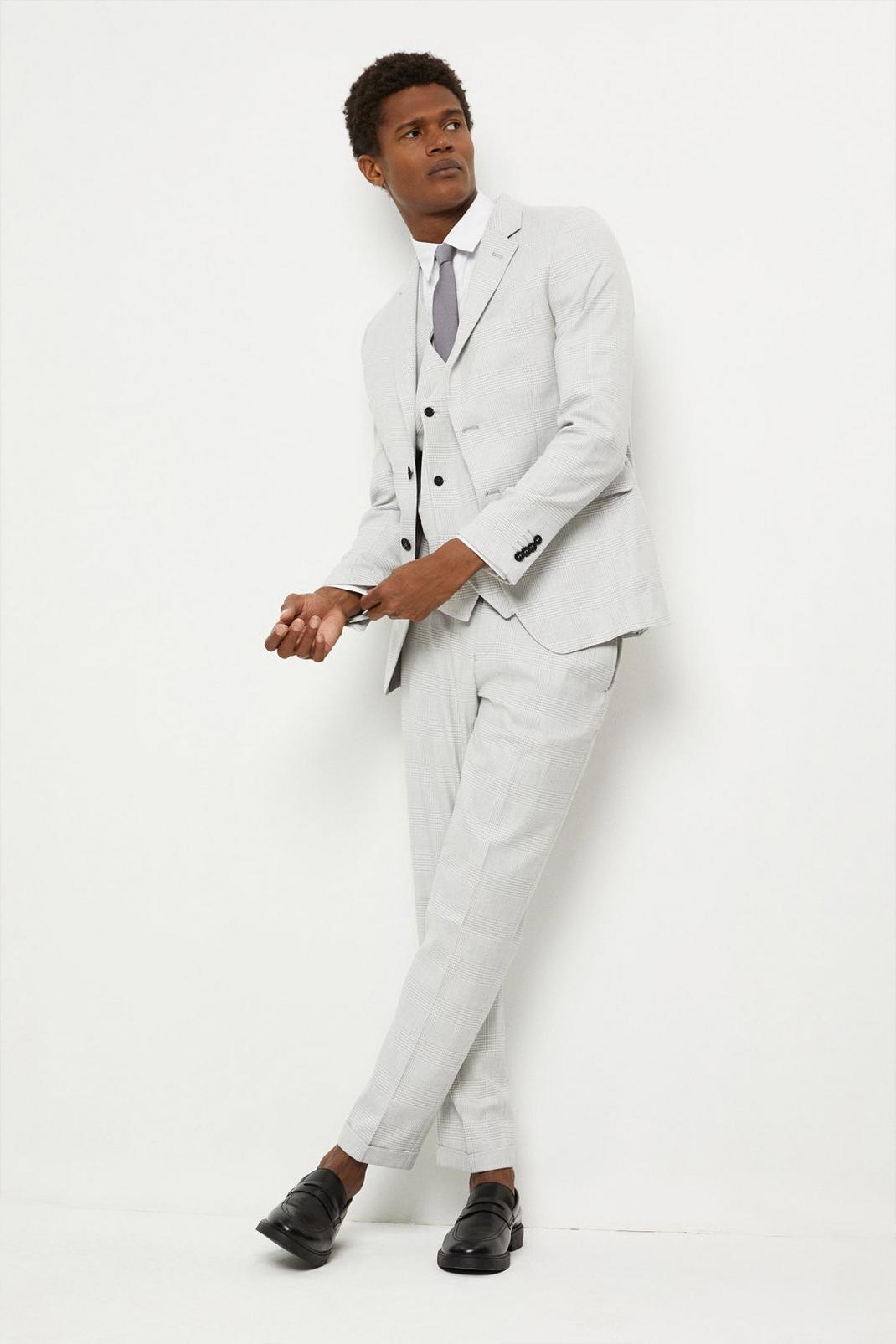 106 Light Grey Pow Check Suit Waistcoat image number 2