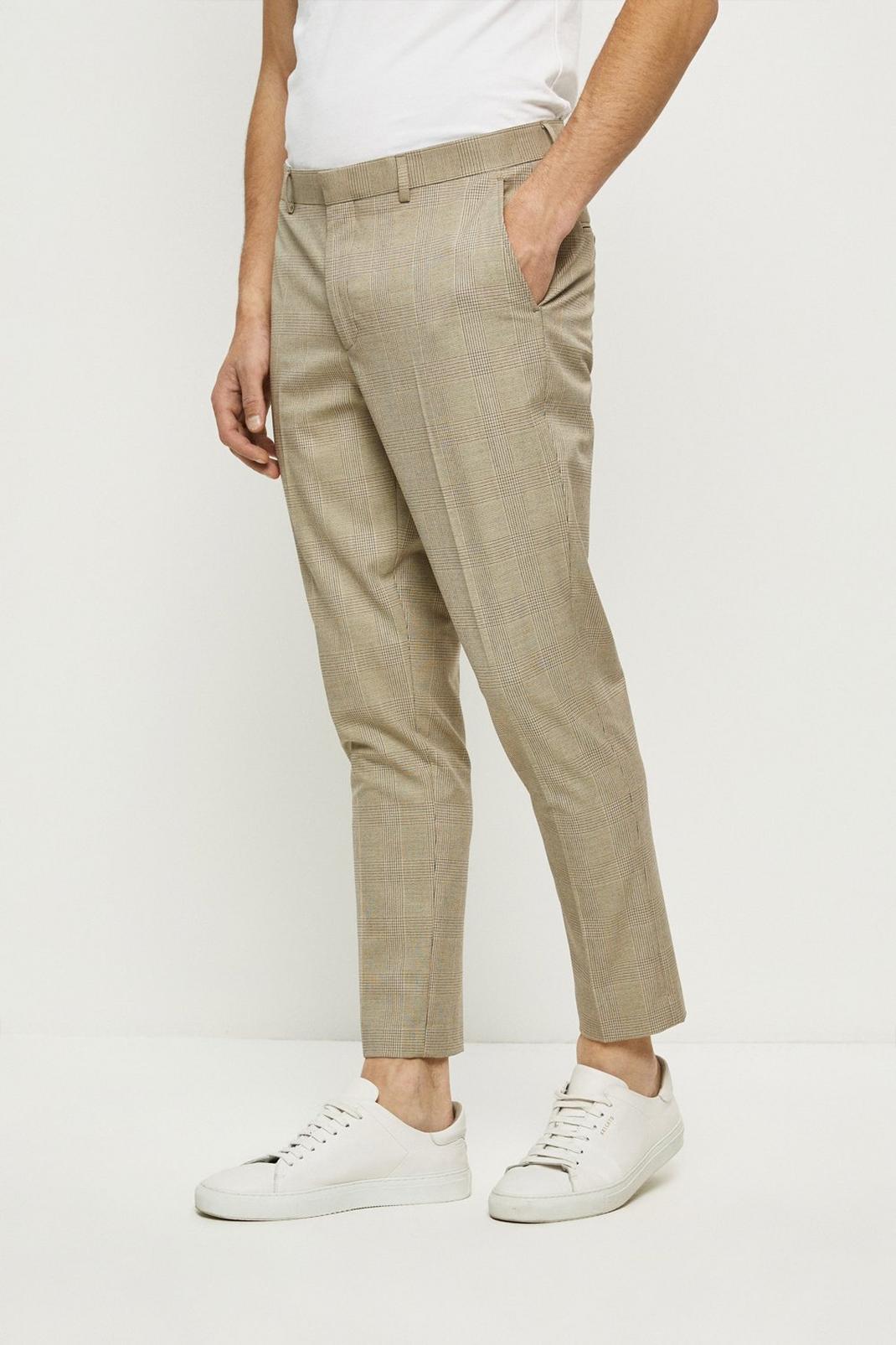 Skinny Fit Neutral Pow Check Trouser image number 1