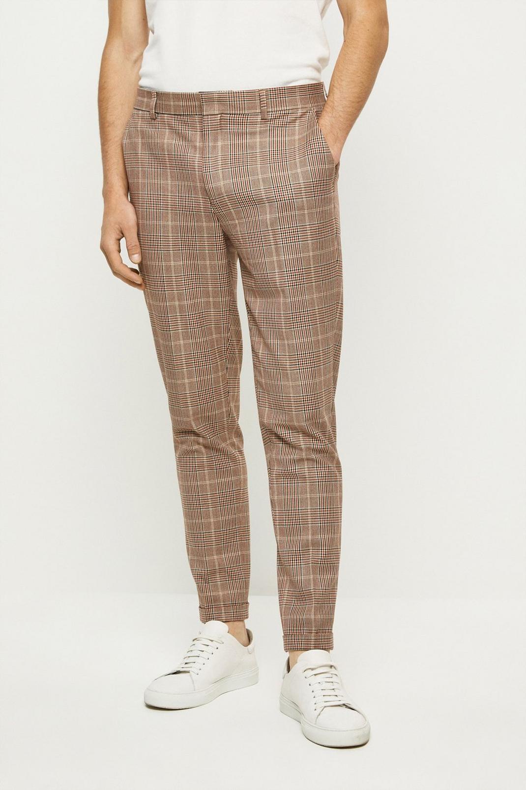 Grey Skinny Fit Red Pow Check Suit Trouser image number 1