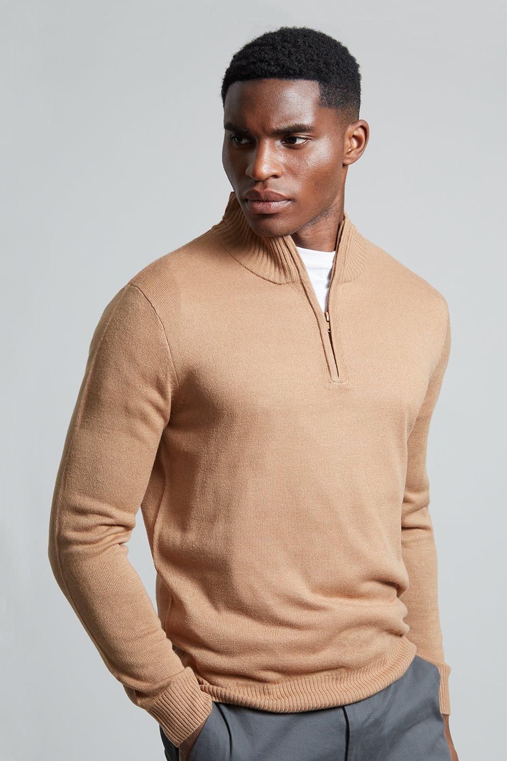 mens half zip funnel neck jumper