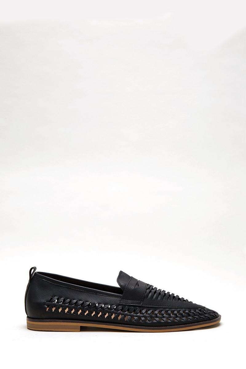 Leather Look Woven Loafers