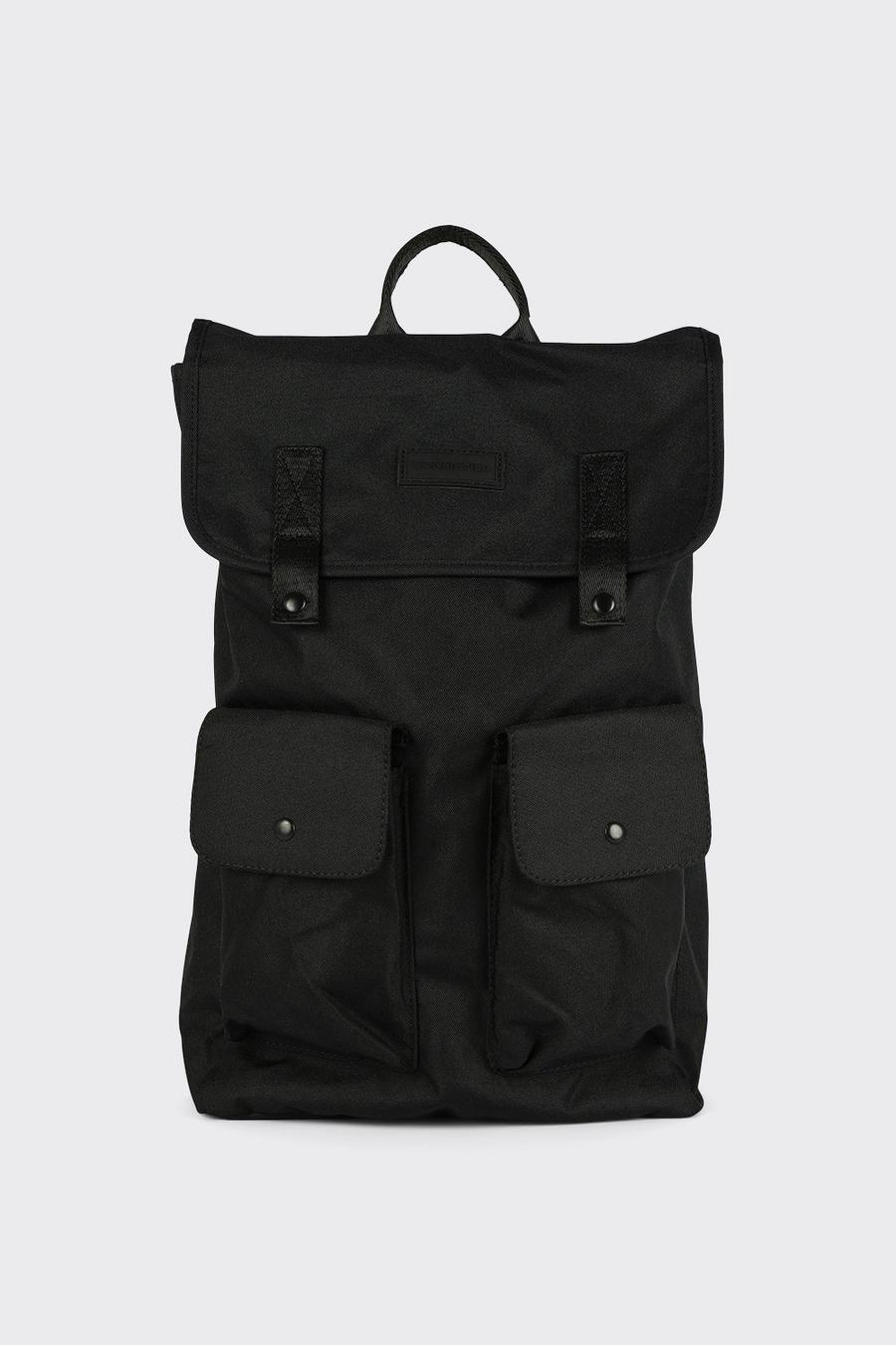 Black Consigned Twin Front Pocketed Backpack