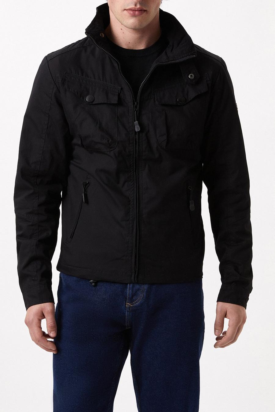 Twin Pocket Jacket With Concealed Hood