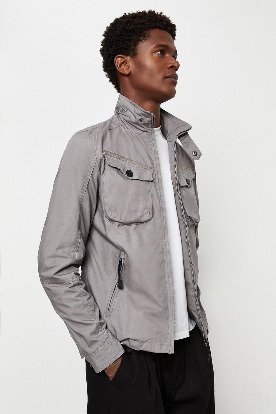 Twin Pocket Jacket With Concealed Hood