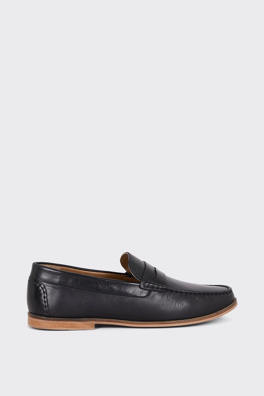 Black Smart Leather Loafers