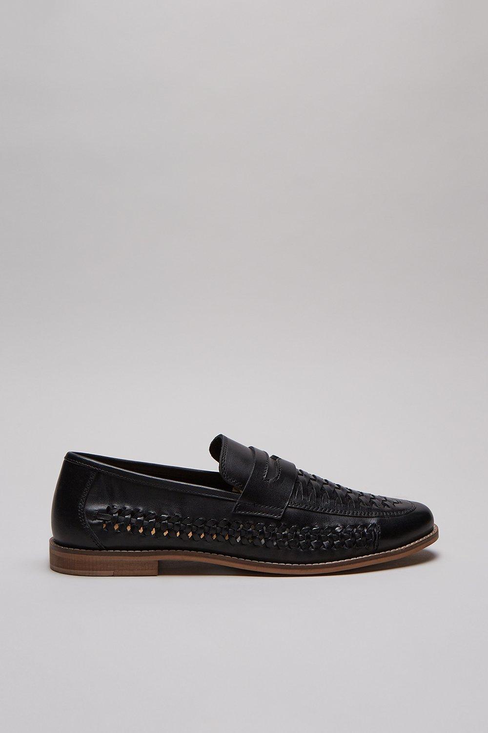 black woven loafers mens