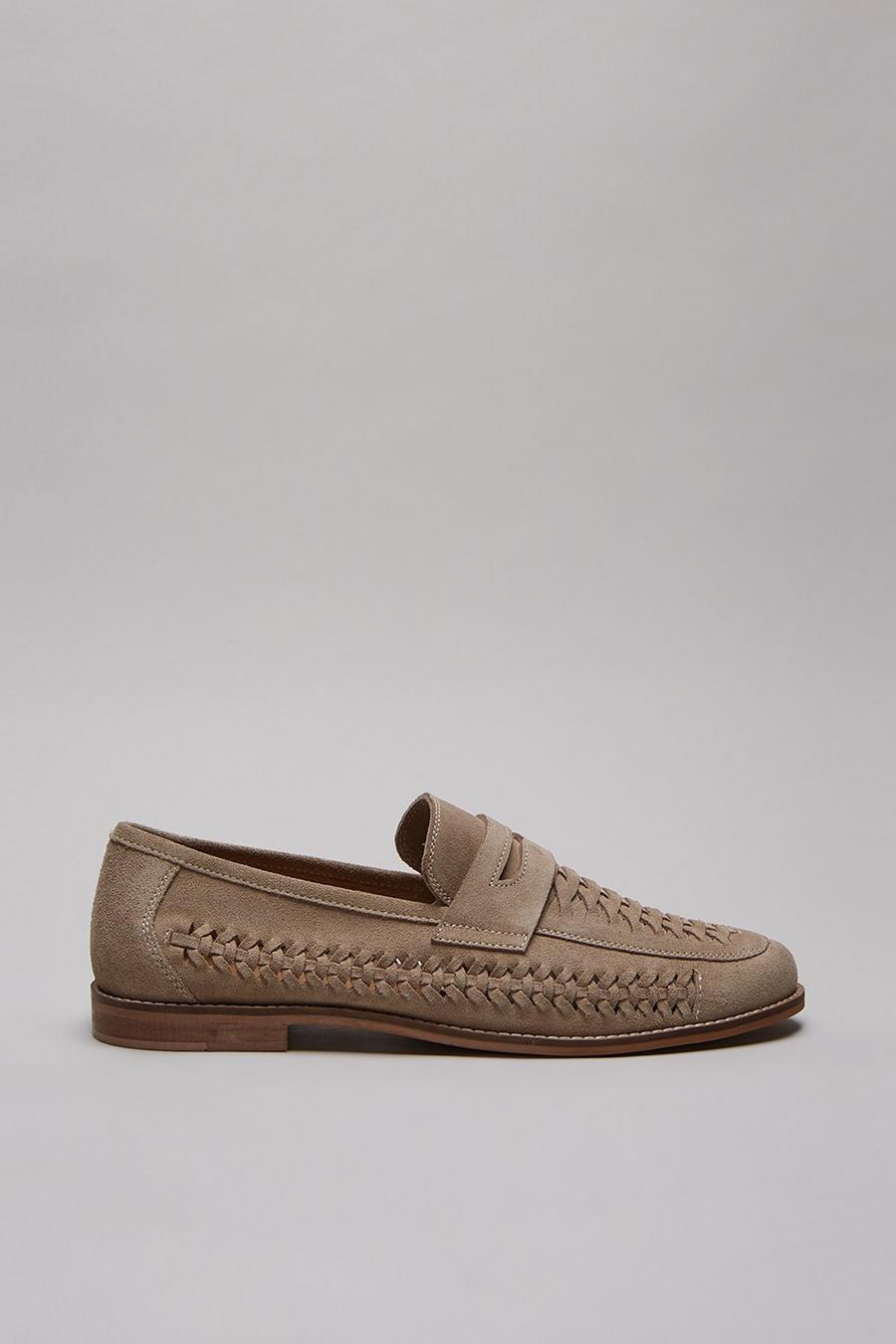 Stone Suede Woven Loafer