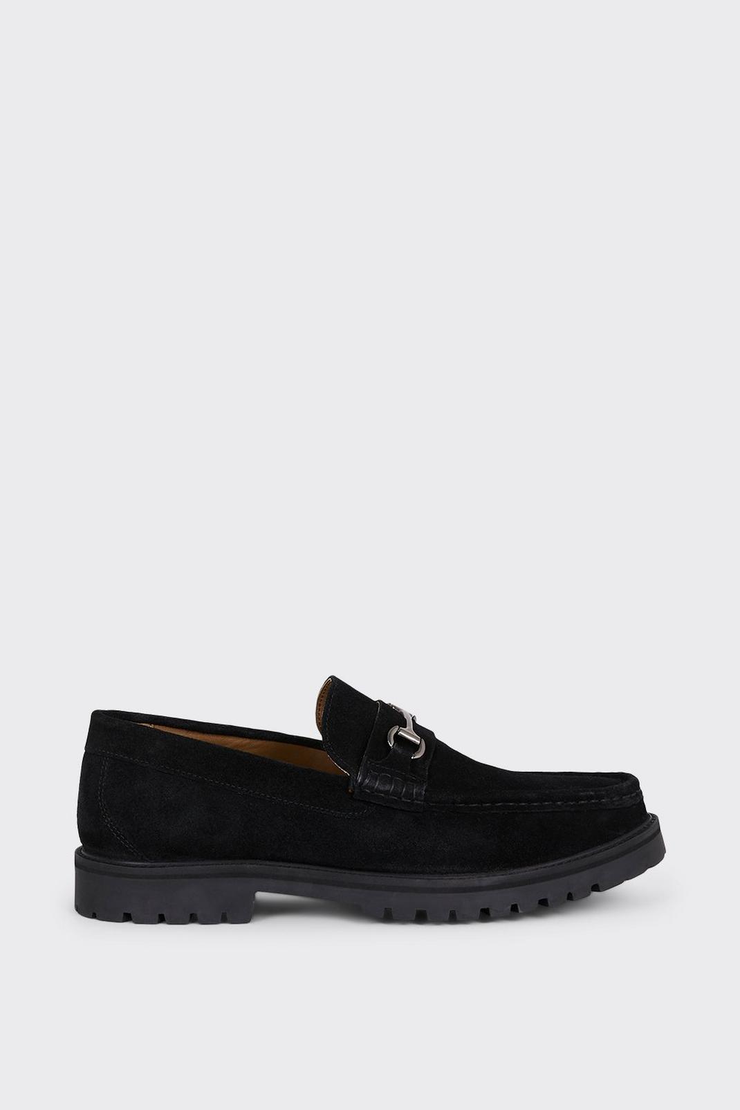 Black Suede Saddle Loafer Shoe image number 1