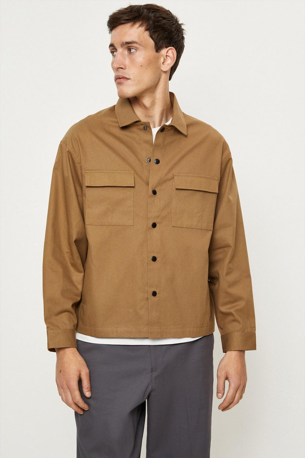 Brown Relaxed Tech Shacket image number 1