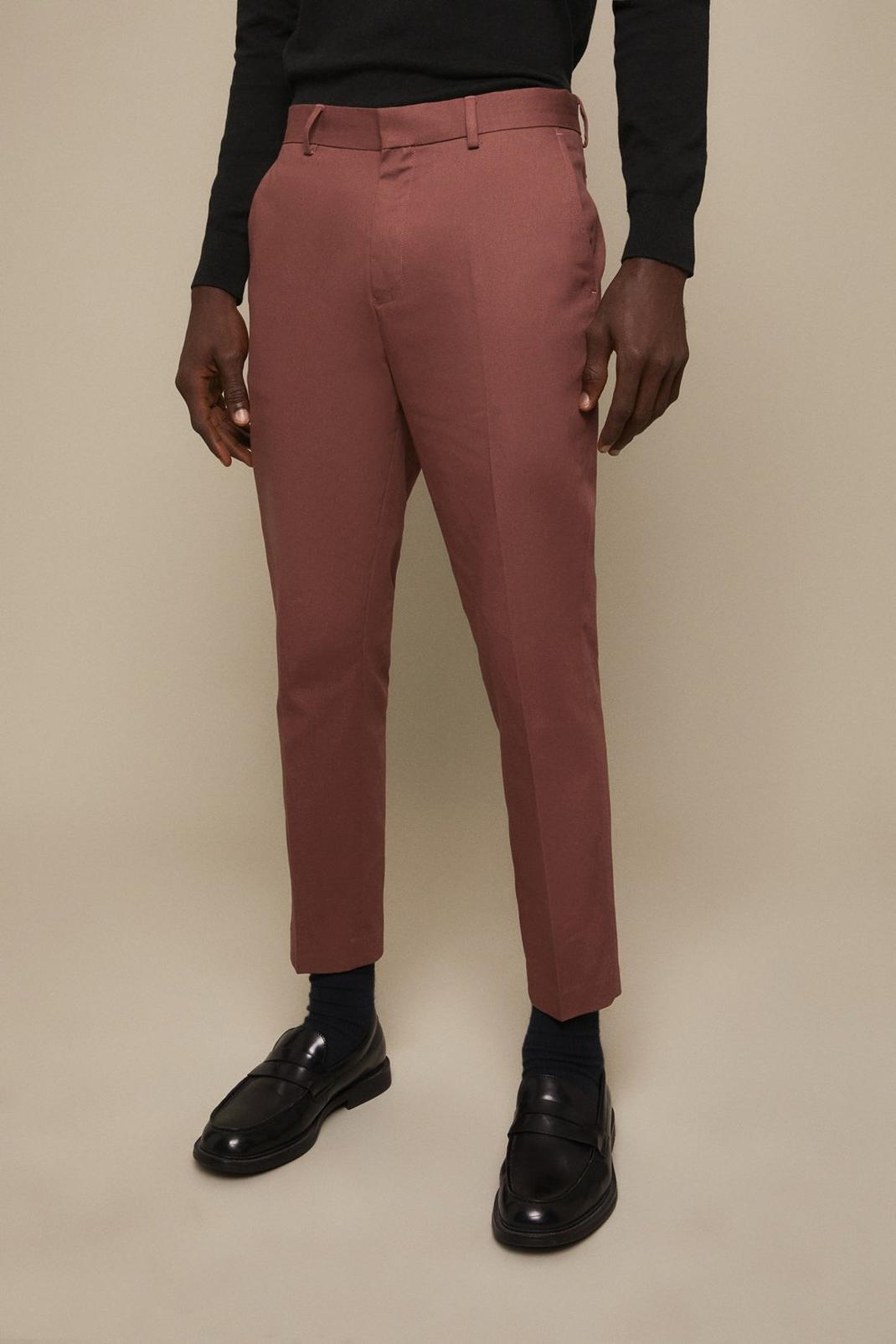 Pink Slim Fit Smart Tapered Chinos image number 1