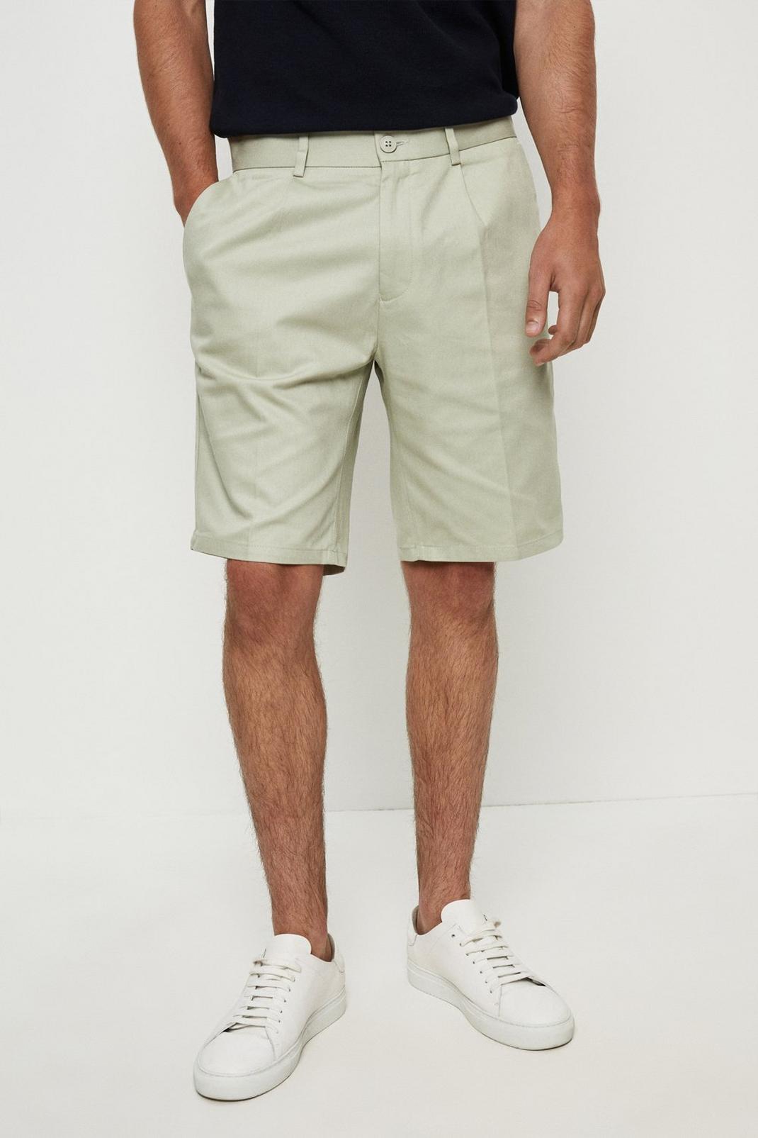Light green Smart Pleat Front Shorts image number 1