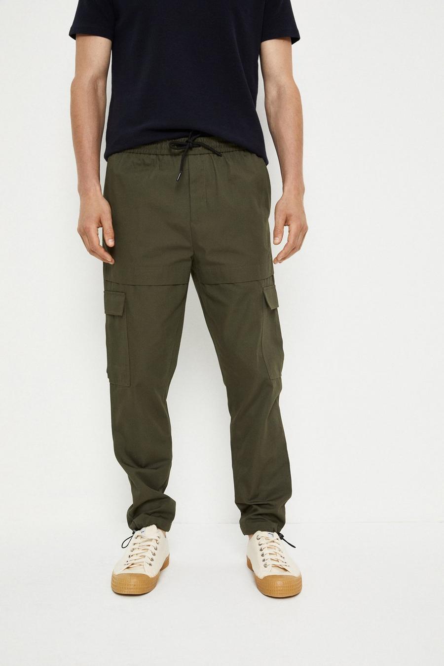 Tapered Fit Khaki Ripstop Cargo Trousers