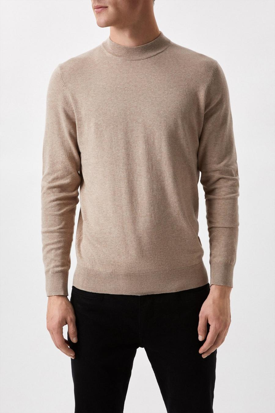 Cotton Rich Stone Knitted Turtle Neck Jumper
