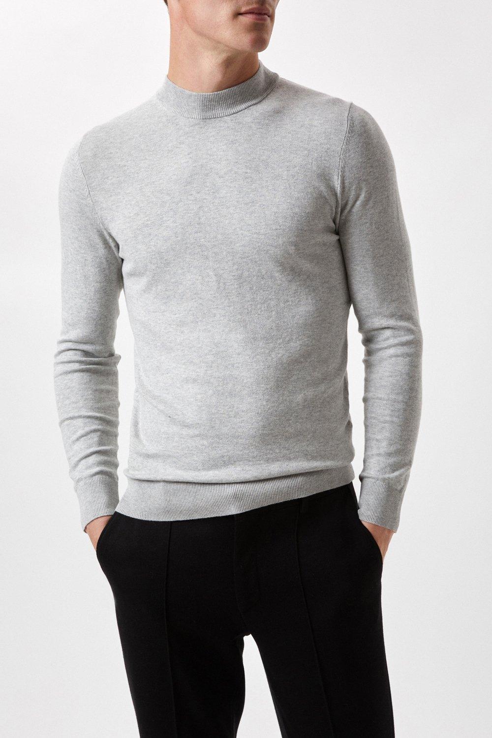 grey knitted turtleneck jumper