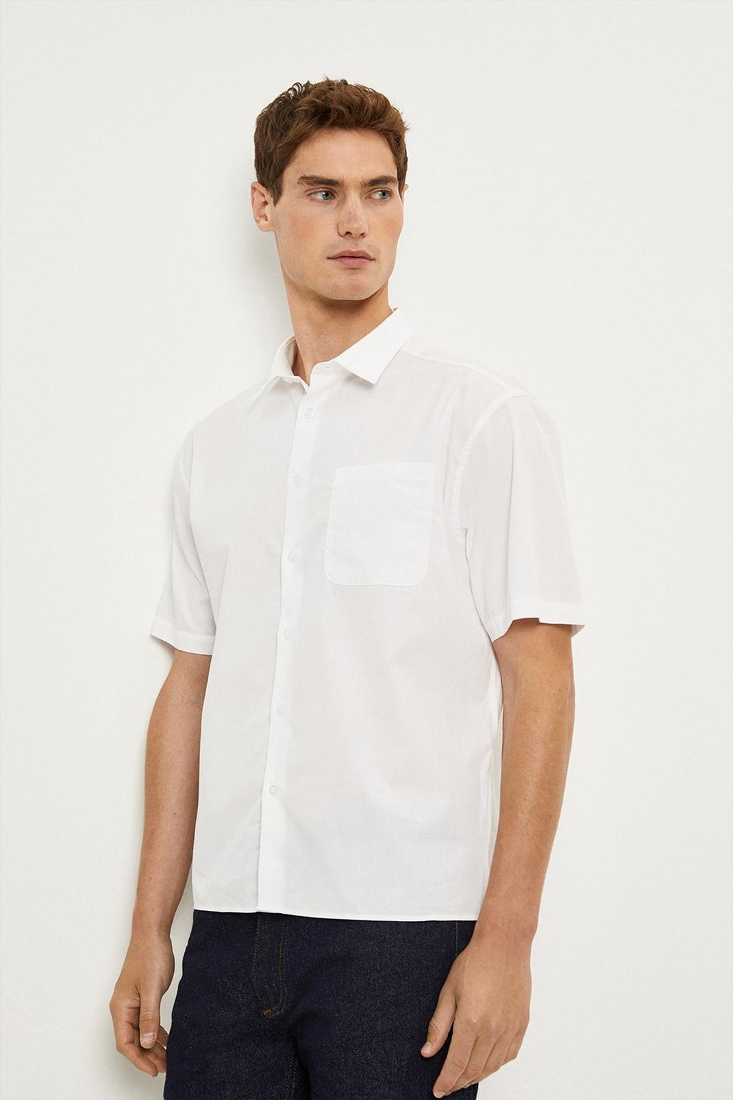 White Poplin Shirt With Straight Hem image number 1