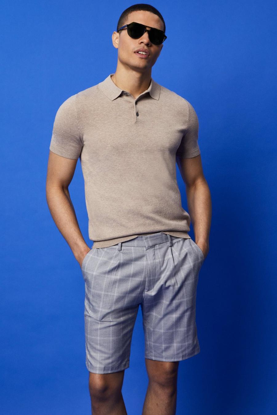 Slim Fit Oatmeal Knitted Polo