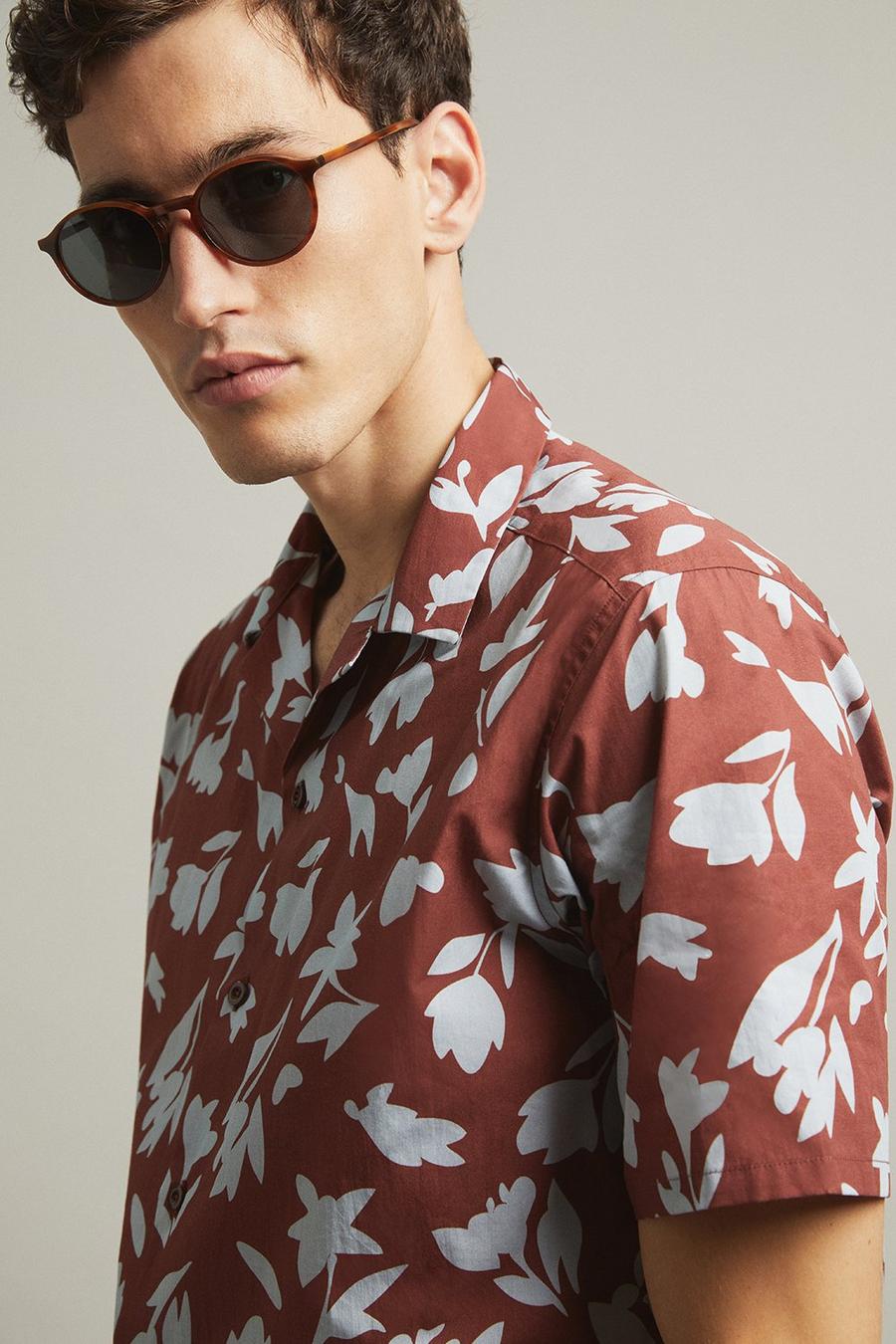 Relaxed Fit Red Print Shirt