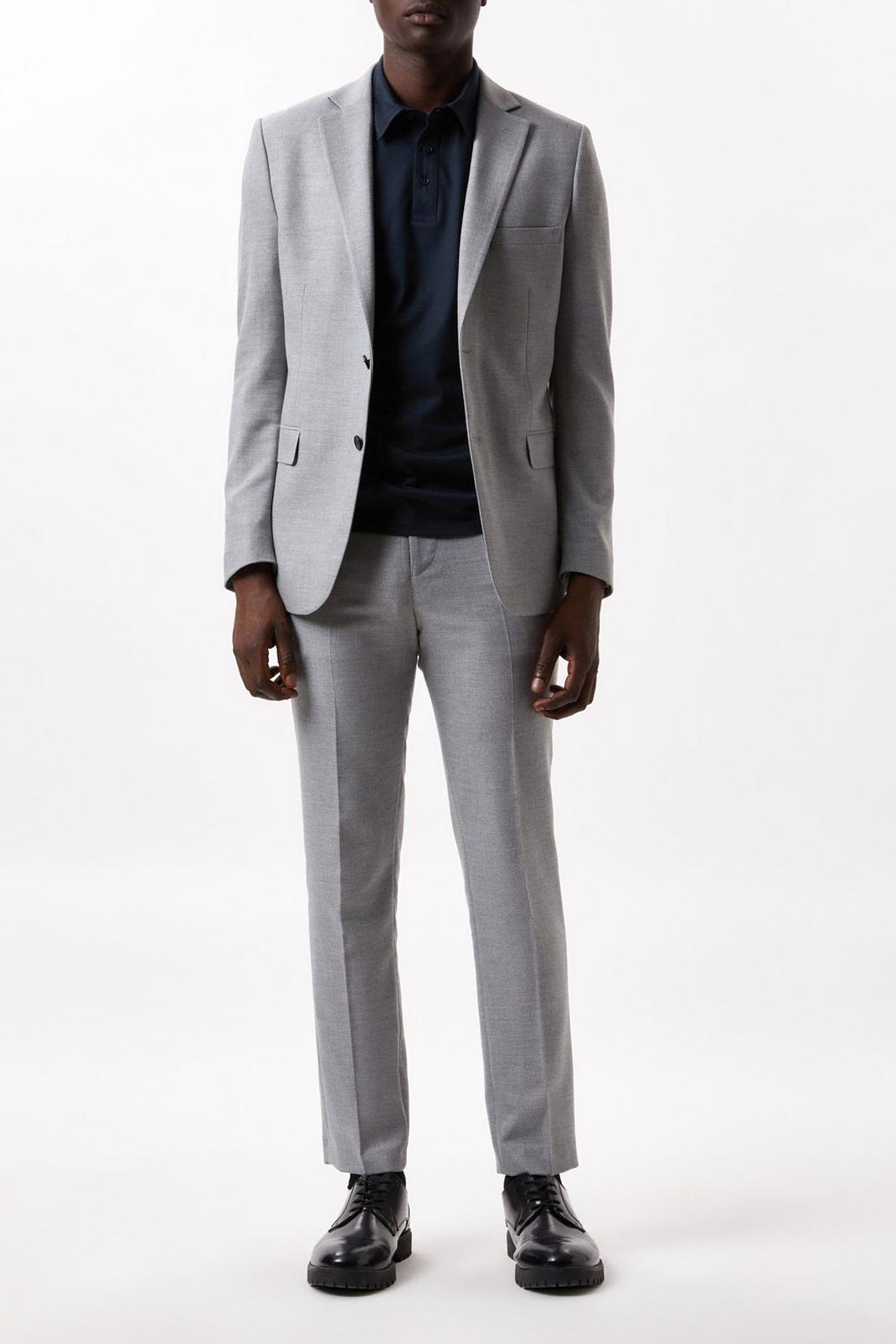 Slim Fit Mid Grey Marl Suit Jacket image number 1