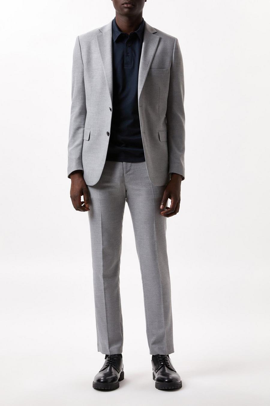 Slim Fit Mid Grey Marl Three-Piece Suit 