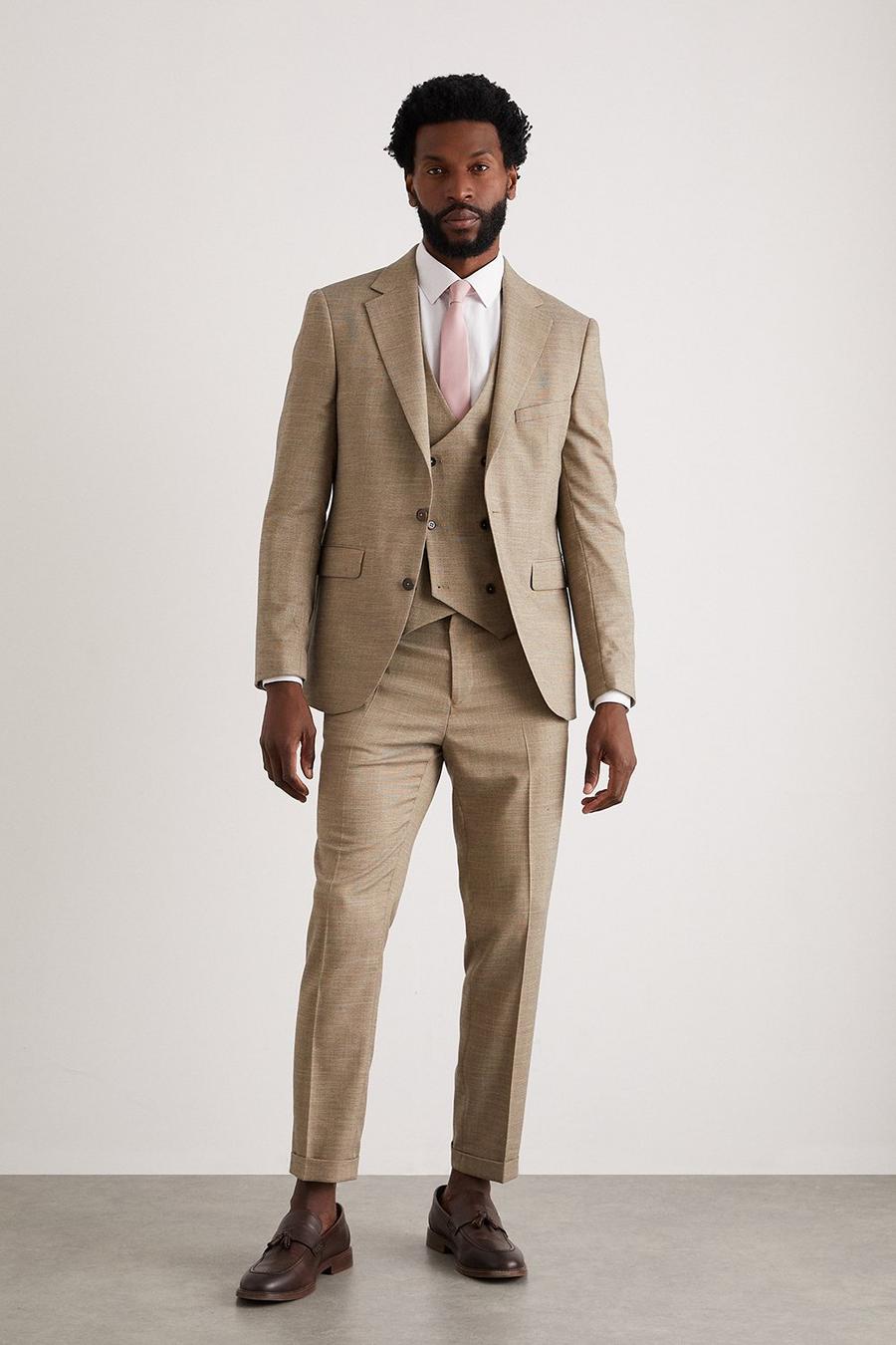 Slim Fit Stone End On End Two Piece Suit
