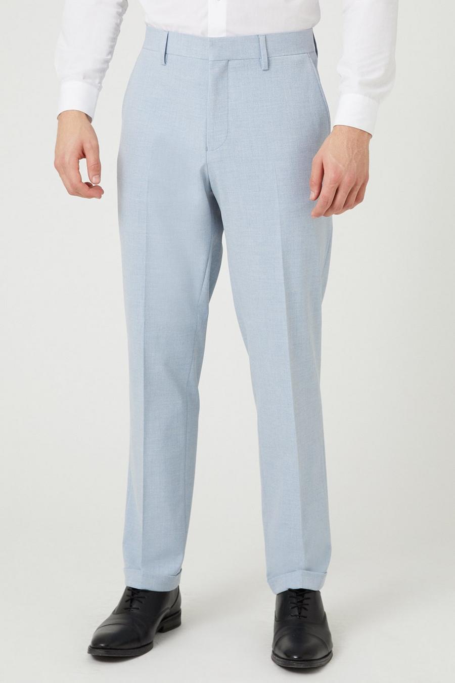 Tailored Fit Pale Blue End On End Suit Trousers
