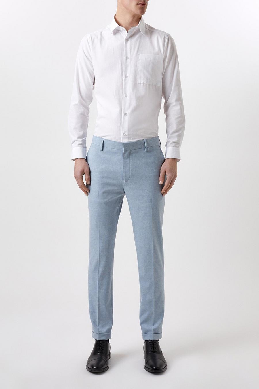 Skinny Fit Pale Blue End On End Suit Trousers