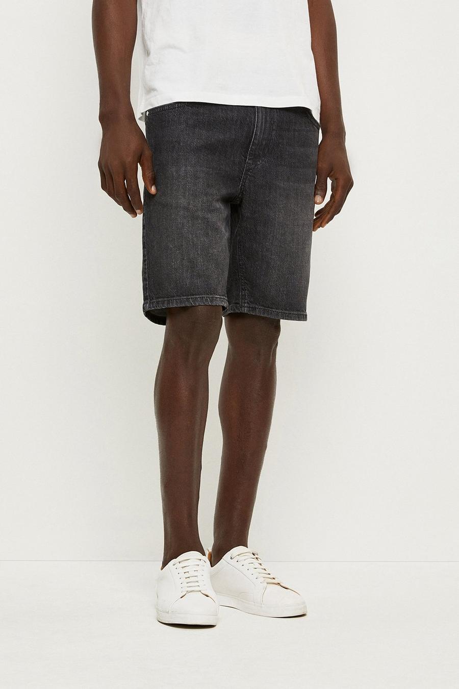 Plus And Tall Charcoal Denim Shorts