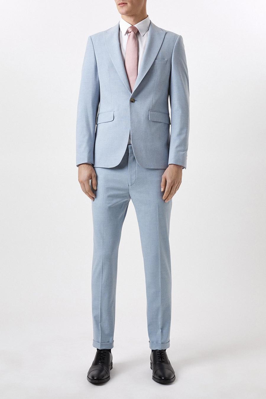 Skinny Fit Pale Blue End On End Three Piece Suit