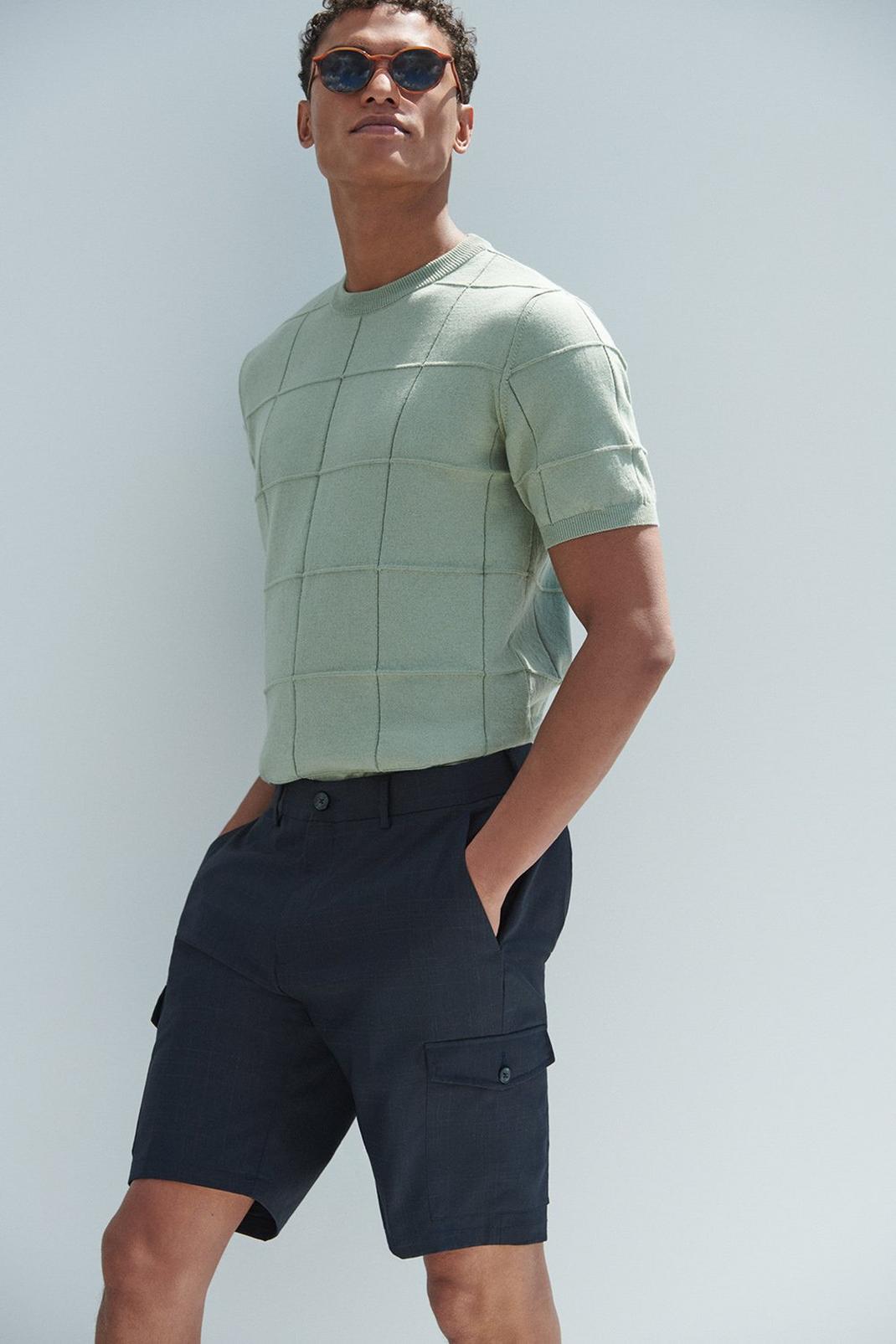 Regular Fit Green Square Knitted T-shirt image number 1