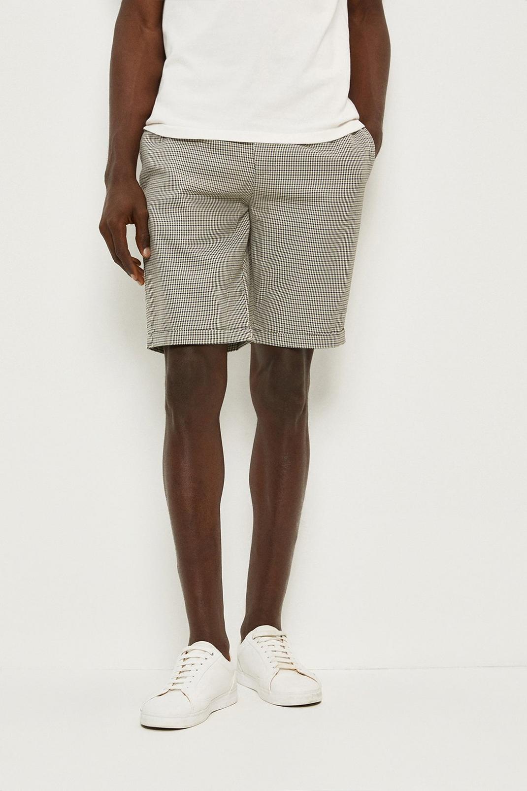 Brown Puppytooth Pull On Shorts image number 1