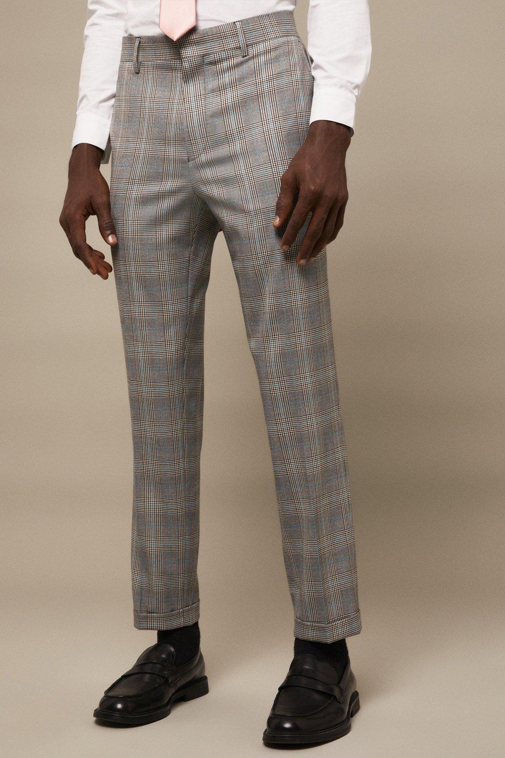 chequered suit trousers