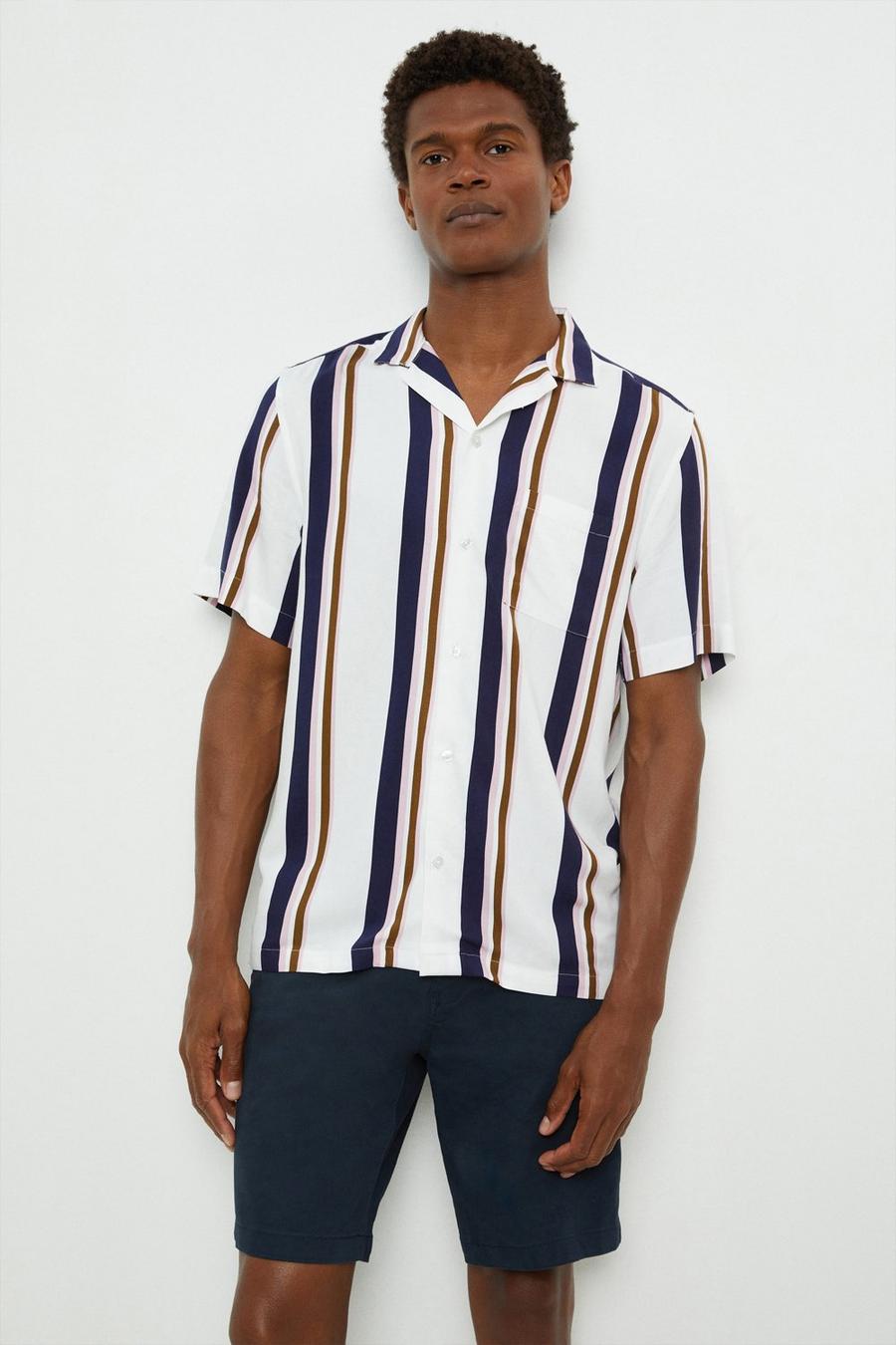Short Sleeve White Stripe Shirt